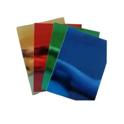 PACK 8 A4 SHEETS THICK METALLIC COLOURED MIRROR CARD SHINY BOARD RED GOLD PAMG - Image 1 of 2