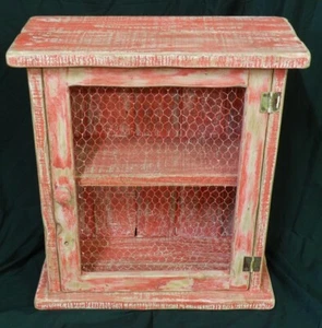 New - Rustic, Distressed Timber Wall Cabinet with Wire Door - Pickup Illawarra - Picture 1 of 7