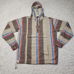 No Boundaries Pullover Snap Henley Striped Boho Hippie Hoodie Size Small - Picture 1 of 18