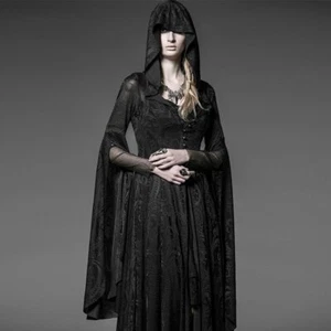 Punk Rave Sorceress Long Sleeve Gothic Hooded Dress Coat • Ships in 2-4 Weeks... - Picture 1 of 10