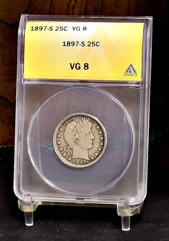 1897-S Barber Quarter - ANACS VG8 (49147-L) Cover