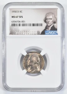 1950-D MS67 5FS Jefferson Nickel Graded NGC Special Label - Picture 1 of 5