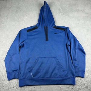 Nike Therma Fit Hoodie Mens Large Blue Nailhead Pullover Sweatshirt - Picture 1 of 10
