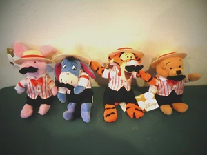 DISNEY STORE THE BARBER SHOP QUARTET BEAN BAG SET POOH PIGLET TIGGER EEYORE - Picture 1 of 2