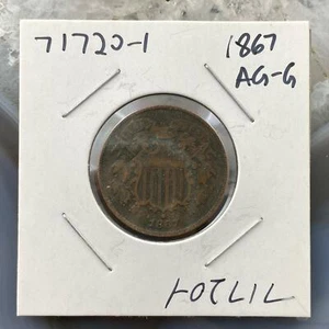 1867 US Two (2) Cent Piece Circulation Strike AG-G Collectible Coin #71720-1 - Picture 1 of 4