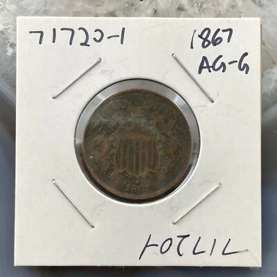 1867 US Two (2) Cent Piece Circulation Strike AG-G Collectible Coin #71720-1 - Image 1 of 4