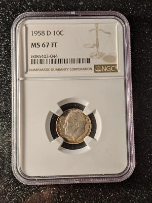 1958-D Roosevelt Silver Dime 10c NGC MS-67 FT - Image 1 of 3