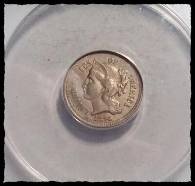 1874 THREE CENT NICKEL  Original  ANACS GRADED AU-50  #2D20 - Image 1 of 4