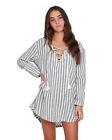 Roxy Womens M LONELY FOR YOU Shirt DRESS Stripe Beach Casual Dress - Rrp $69.99