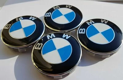 4 TAPPI COPRIMOZZO PER BMW 68mm BORCHIE CERCHI LEGA SERIE 1 2 3 4 5 6 7 M Z X - Image 1 of 3
