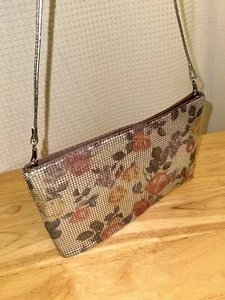 RARE Vintage Whiting & Davis Silver Floral Roses Metal Mesh Art Deco Purse Bag - Picture 1 of 21