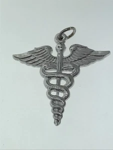 Dije de enfermera médica Caduceus plata esterlina - Imagen 1 de 2
