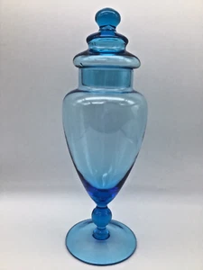 Empoli Apothecary Jar Light Blue MCM 12 Inch Tall - Picture 1 of 18