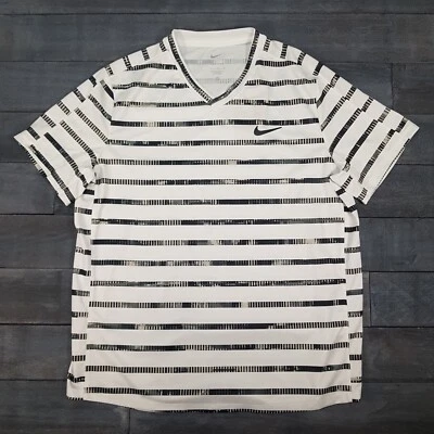 Camisa Tenis Nike Court Dri-FIT Victory Para Hombre Talla GRANDE Blanca Rayas Nadal Foto 1 de 4