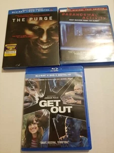 Blu-Ray Lot Of 3 PURGE, GET OUT, PARANORMAL ACTIVITY.  FREE SHIPPING!! - Picture 1 of 3
