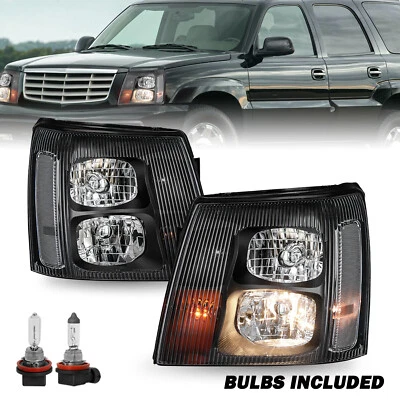 Faros de xenón HID Fit 2003-2006 para Cadillac Escalade faros negros con bombillas L+R Foto 1 de 4