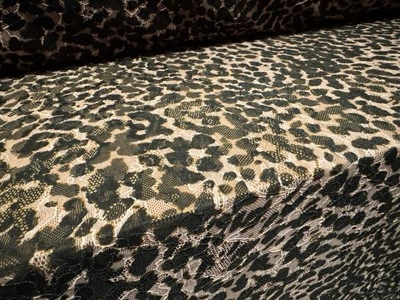 Stretch Spandex Lace Fabric, per metre - Animal Print - Light Brown - Image 1 of 4