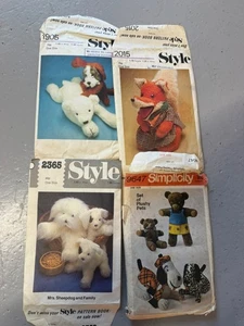Vintage  Style Sewing Pattern - Stuffed Animal Teddy Plush Bundle Toys - Picture 1 of 1