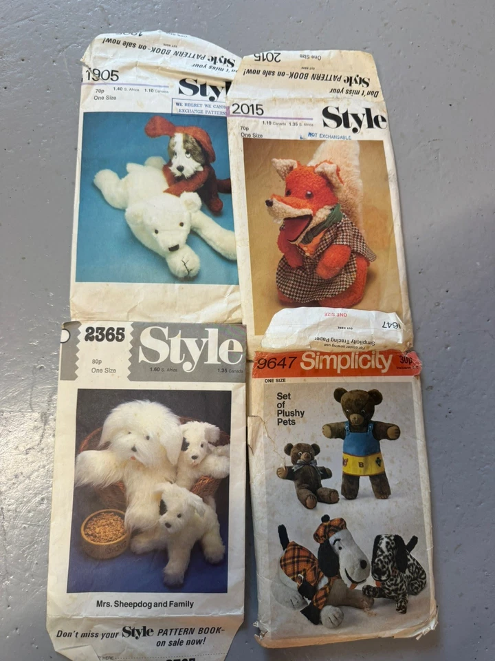 Vintage  Style Sewing Pattern - Stuffed Animal Teddy Plush Bundle Toys - Image 1 of 1