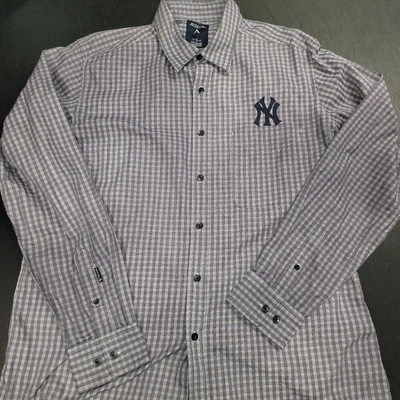 Antigua Mens New York Yankees Long Sleeve Button Large Purple Shirt EUC - Image 1 of 4