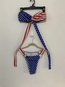SHEIN Bikini Swimsuit Bathing Suit American flag 2 Pc NWT - Picture 1 of 8