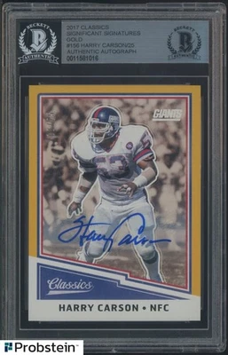 Harry Carson Signed 2017 Classics Significant Sig. Gold #156 /25 BGS BAS AUTO - Image 1 of 2