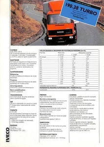 IVECO 190 . 38 TURBO / FICHE TECHNIQUE / ESPANOL - Picture 1 of 2