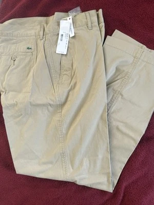 New NWT Lacoste Twill Chino Pants Khaki Size 36 - Image 1 of 4