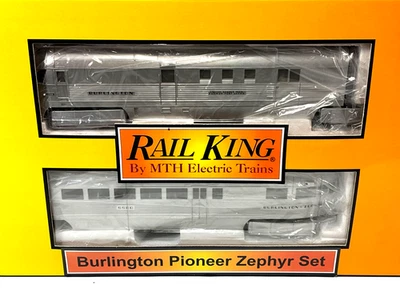Rail King M.T.H, O Scale, Burlington Pioneer Zephyr Set, #9900, No 30-2186-1 MIB - Image 1 of 4