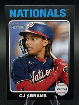 2024 Topps Heritage CJ ABRAMS #446 Black Border SP /50 Nationals - Image 1 of 2