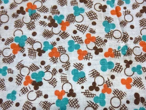 Vintage Feedsack Stoff voll offen orange türkis braun geometrische Punkte 36,5x46" - Bild 1 von 14