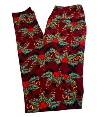 Leggings LuLaRoe OS Talla Única Navidad REGALO ROJO Cinta Rizo HOLLY Bayas Lazo Foto 1 de 4