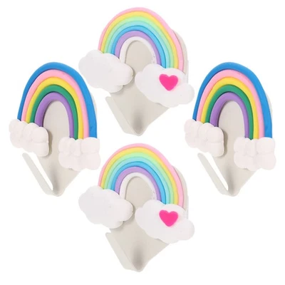  4pcs No-Drill Installation Wall Hanger Cute Cloud Rainbow Self-Adhesive Hooks - Image 1 of 4