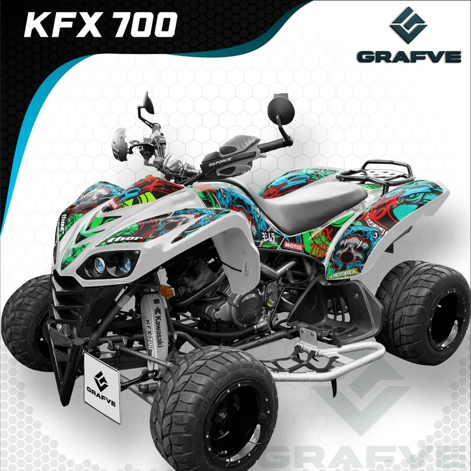Kawasaki KFX700 KFX 700 2004-2009 Kit Graphics Stickers Custom Decals ATV Racing - Image 1 of 2