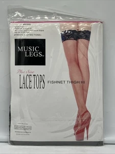 Calze alte coscia a rete taglie forti nuove con pizzo top gambe musica 4918Q - Foto 1 di 2