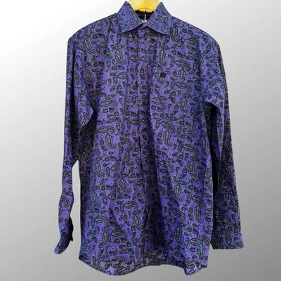 Camisa Cinch Para Hombre Talla M Púrpura Negra Paisley Abotonada Manga Larga Western Foto 1 de 4