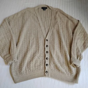 Roundtree York Sweater XXL Cardigan Chunky Knit Fisherman 90s Grandpa Preppy - Picture 1 of 14