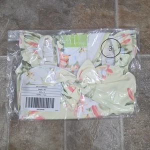Janie And Jack Recycled Floral Bow Swimsuit Size 3 pale pistachio floral - Picture 1 of 3