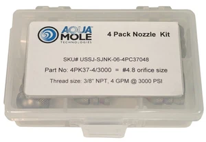 Aqua Mole (4) Pack 3/8" NPT Button Nose Sewer Jetter Nozzle 3000 PSI 4.8 Orifice - Picture 1 of 11