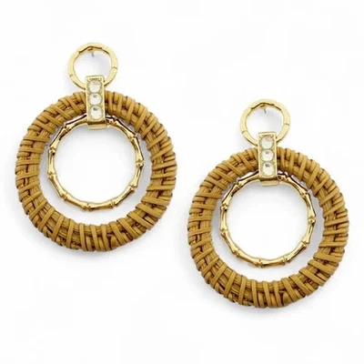 Lilly Pulitzer GARDEN DANGLE NEUTRAL WOVEN STATEMENT EARRINGS - Image 1 of 4