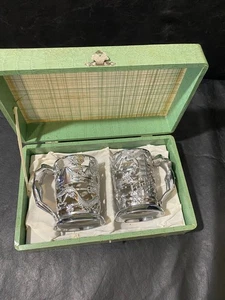 Tankard Tazza Metallo Giapponese Nuda Ragazza Manico Vetro Portacandele Coppia - Foto 1 di 15