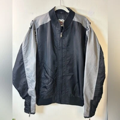 Chaqueta Harley Davidson de nailon negra y gris con forro de malla de poliéster para hombre talla XL Foto 1 de 4