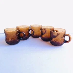 Oiva Toikka Fauna, set of Five Punch Cups Amber glass, 5 Oz, Nuutajarvi Finland - Picture 1 of 9