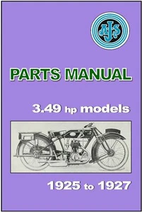 AJS Parts Manual 3.49 hp Models 1925 1926 & 1927 Replacement Spares Catalog List - Picture 1 of 4