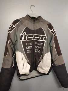Icon Moto Hooligan Jacket Lined - Size Large Grey And White  - Picture 1 of 16