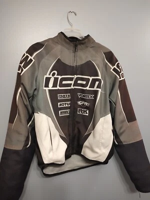 Icon Moto Hooligan Jacket Lined - Size Large Grey And White  - Image 1 of 4