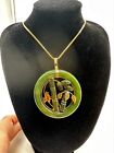 Gold Plated Carved Jade Pendant #1001