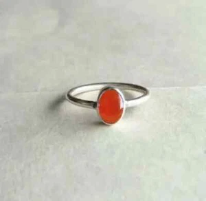 Reiner Karneol, 925 Sterling Silber Ring Handarbeit massiv Silber minimalistischer Ring - Bild 1 von 4