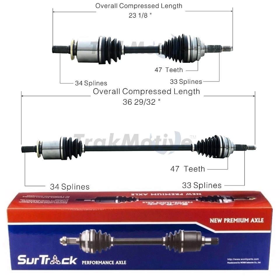 SurTrack Pair Set of 2 Front CV Axle Shafts For Suzuki Forenza Reno Automatic - Изображение 1 из 1