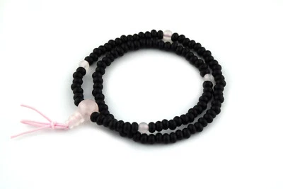 Pulsera doble de cuarzo de ébano y rosa piedras preciosas japonés Juzu para mujer rosario regalo Foto 1 de 4